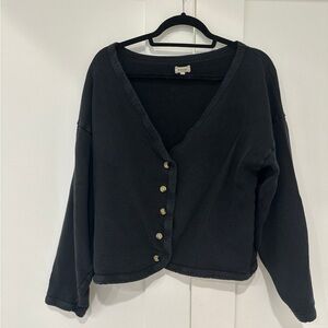 Donni waffle black oversized cardigan